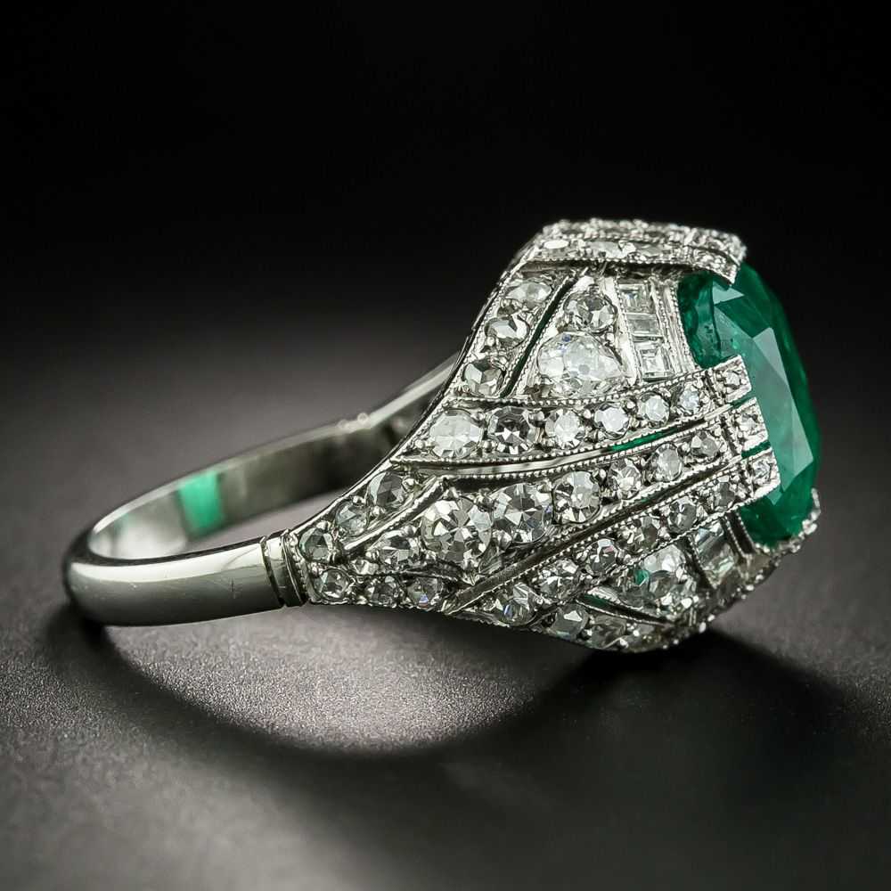 Art Deco 5.50 Carat Emerald and Diamond Ring - GIA - image 3