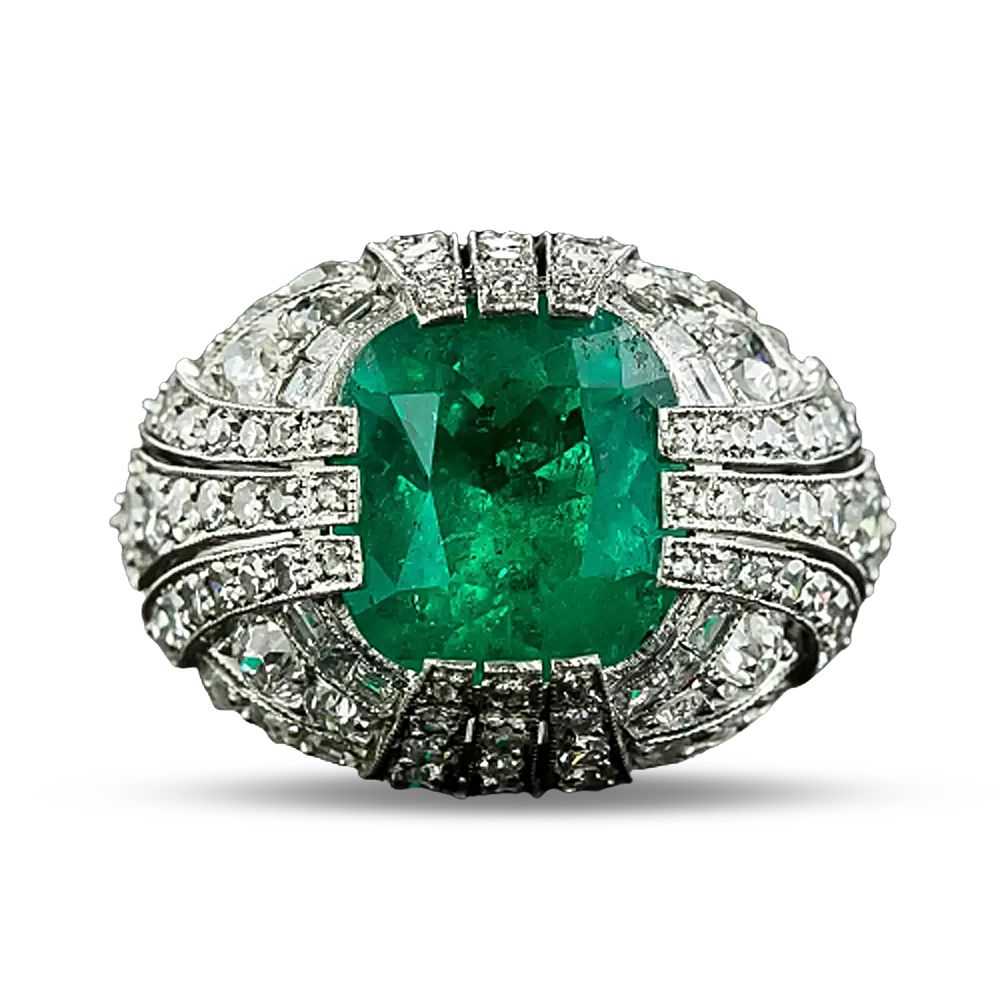 Art Deco 5.50 Carat Emerald and Diamond Ring - GIA - image 6