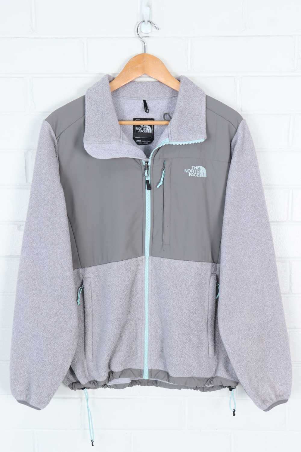 THE NORTH FACE Grey & Teal Panel Fleece Jacket (W… - image 1