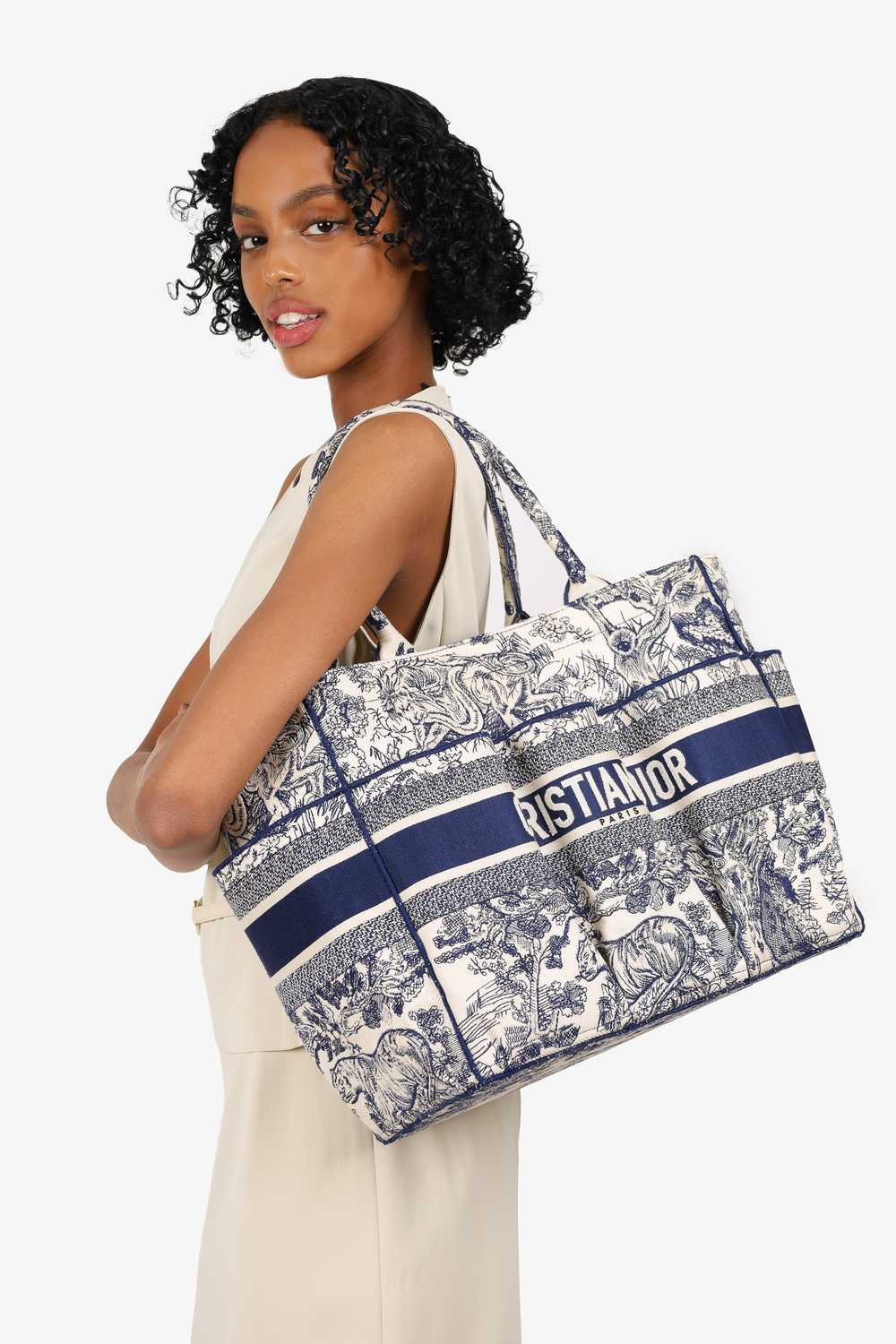 Christian Dior 2020 Navy/White Canvas Embroidered… - image 3