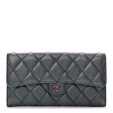 CHANEL Iridescent Goatskin Quilted Large Flap Wall