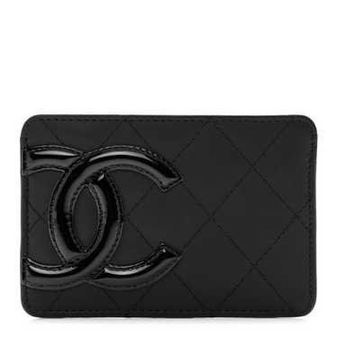 CHANEL Calfskin Quilted Cambon Card Holder Black