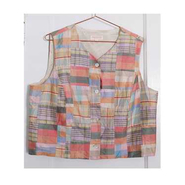Brooks Brothers 70s 80s patchwork plaid silk vest…
