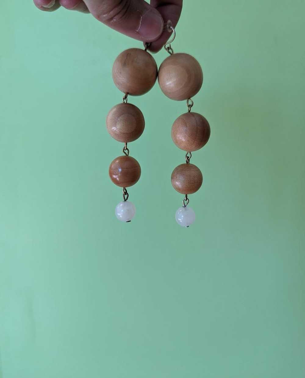 Sophie Monet Wood and Pink Quartz Earrings | Used… - image 1