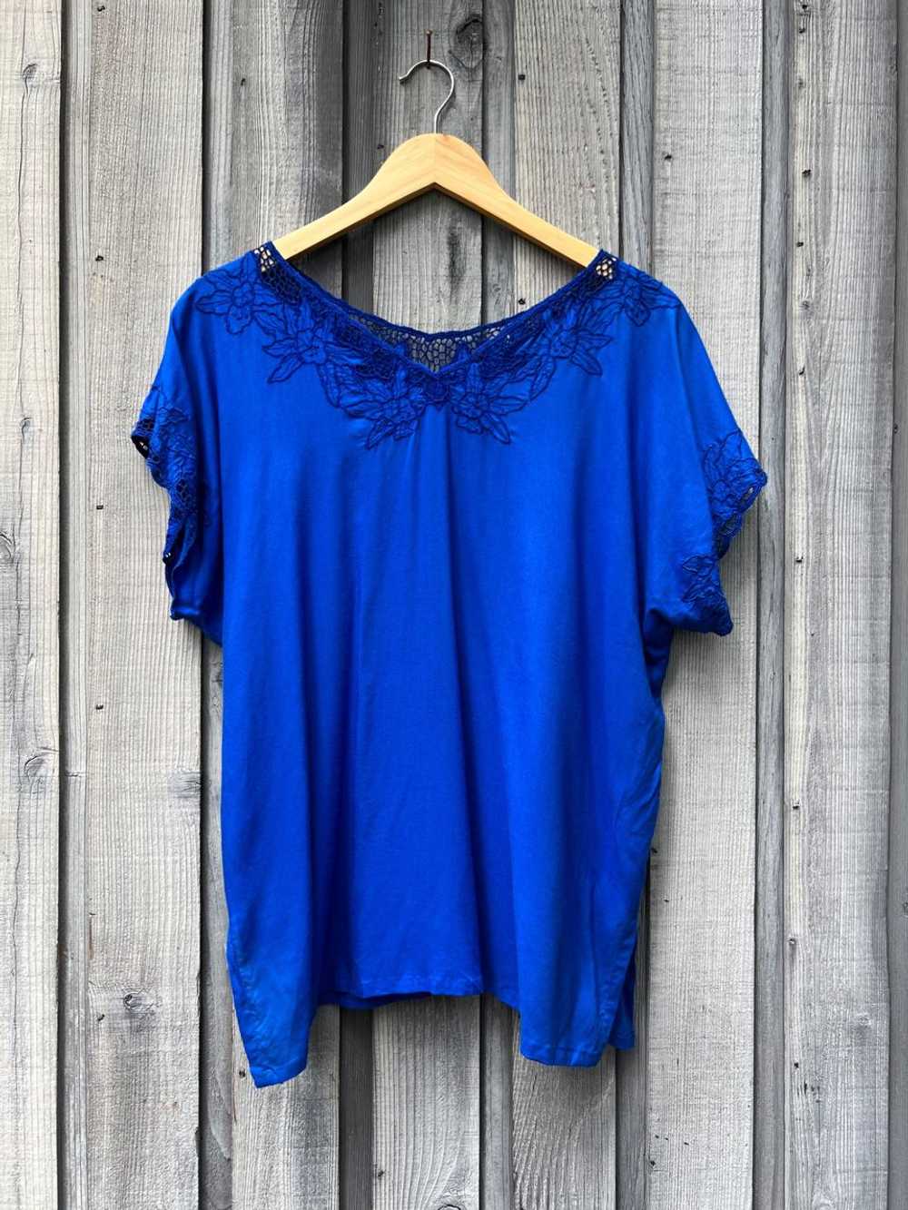Blue cutwork blouse (L/XL) | Used, Secondhand, Re… - image 1