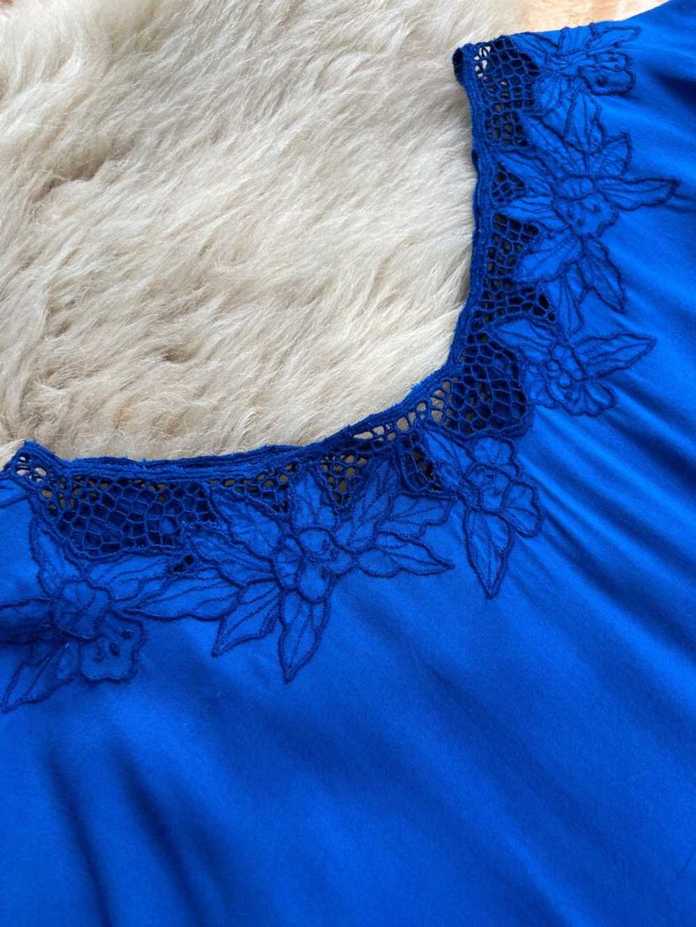 Blue cutwork blouse (L/XL) | Used, Secondhand, Re… - image 4