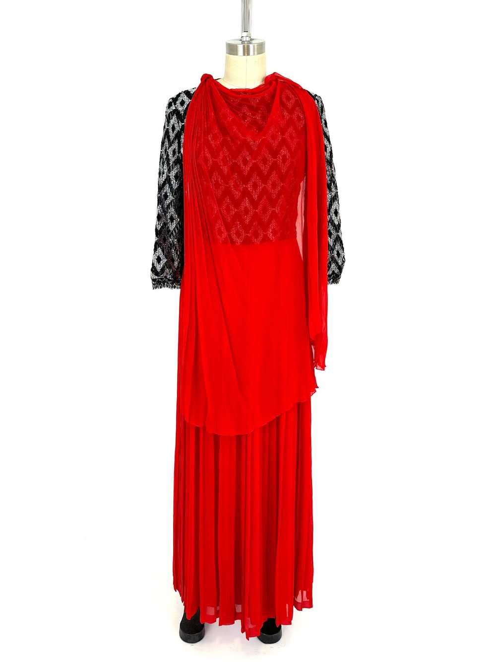 60s Hardy Amies Lurex Diamond Plissé Gown - image 2