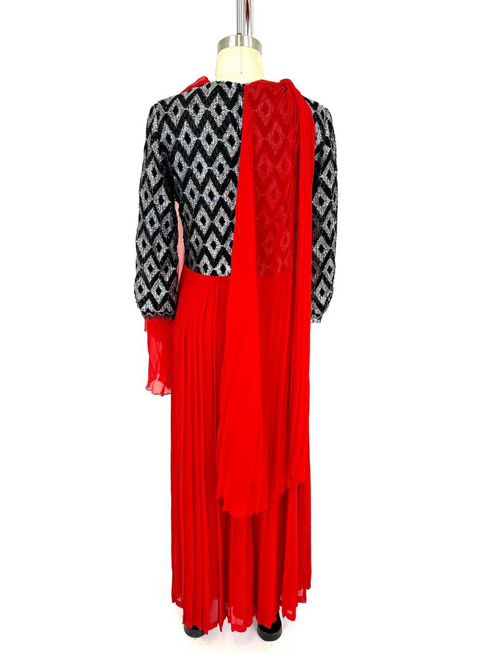 60s Hardy Amies Lurex Diamond Plissé Gown - image 5