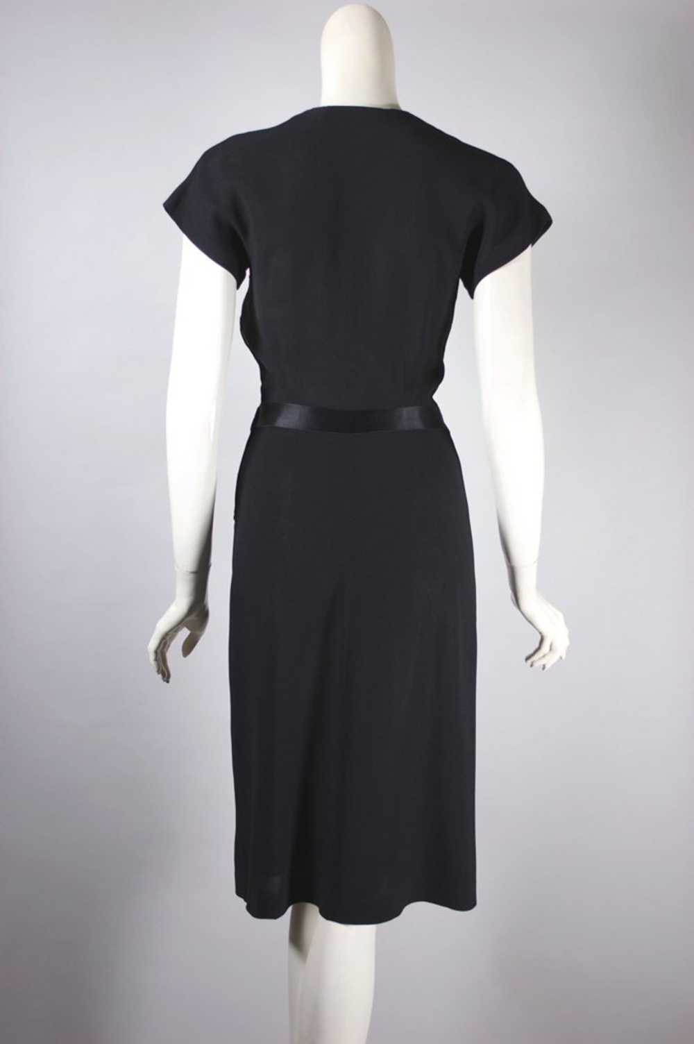 Ruffle peplum 1940s dress black crepe XXS - image 6