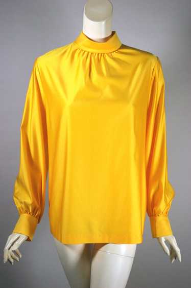 Sunny yellow nylon mod 1960s blouse top M