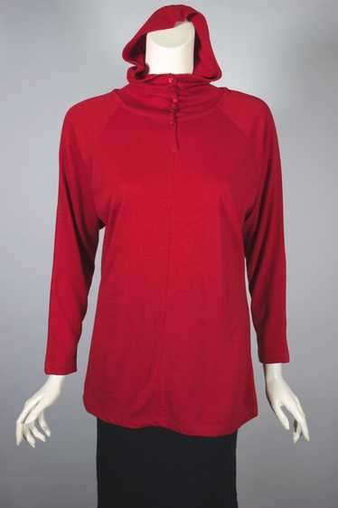 Emmanuelle Khanh 90s hooded top red wool jersey M