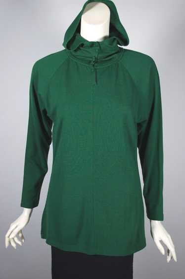 Emmanuelle Khanh 90s hooded top green wool jersey… - image 1