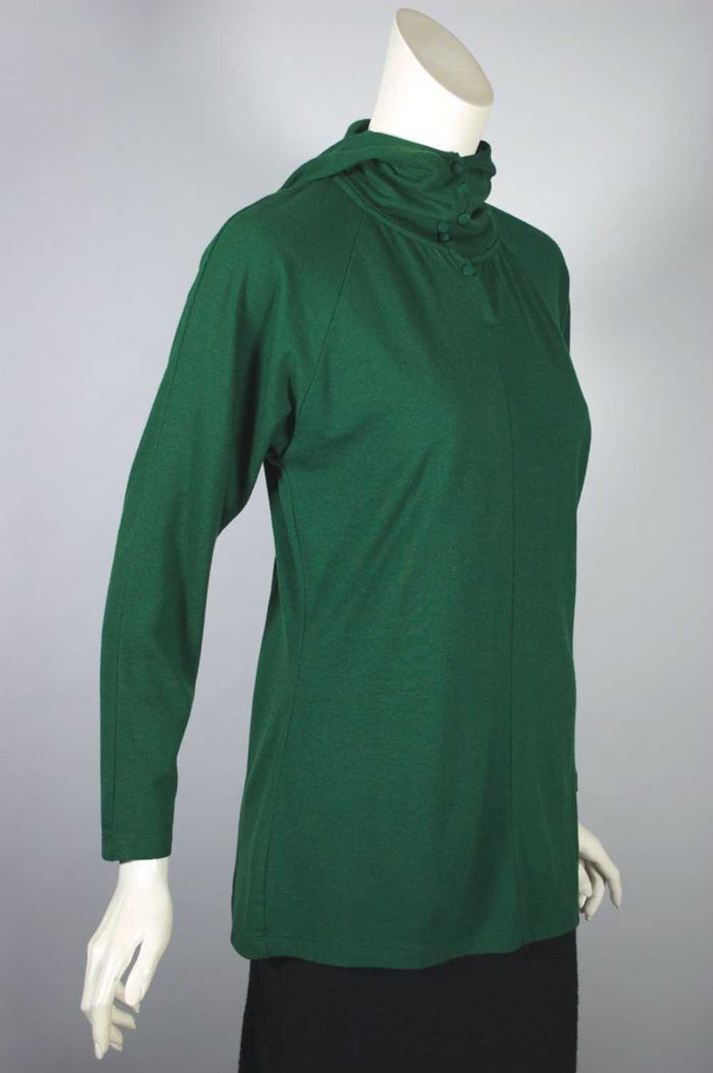 Emmanuelle Khanh 90s hooded top green wool jersey… - image 2