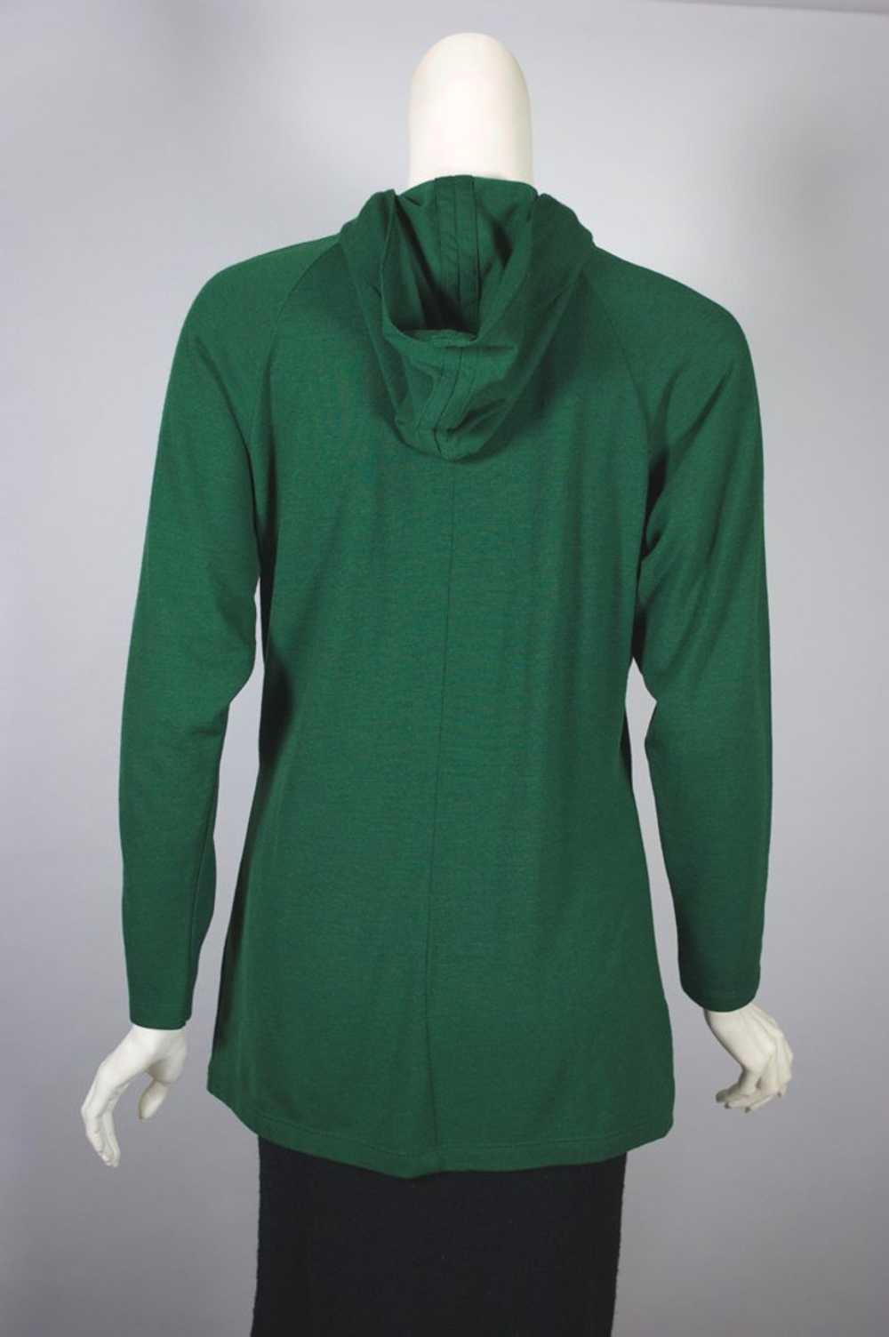 Emmanuelle Khanh 90s hooded top green wool jersey… - image 3