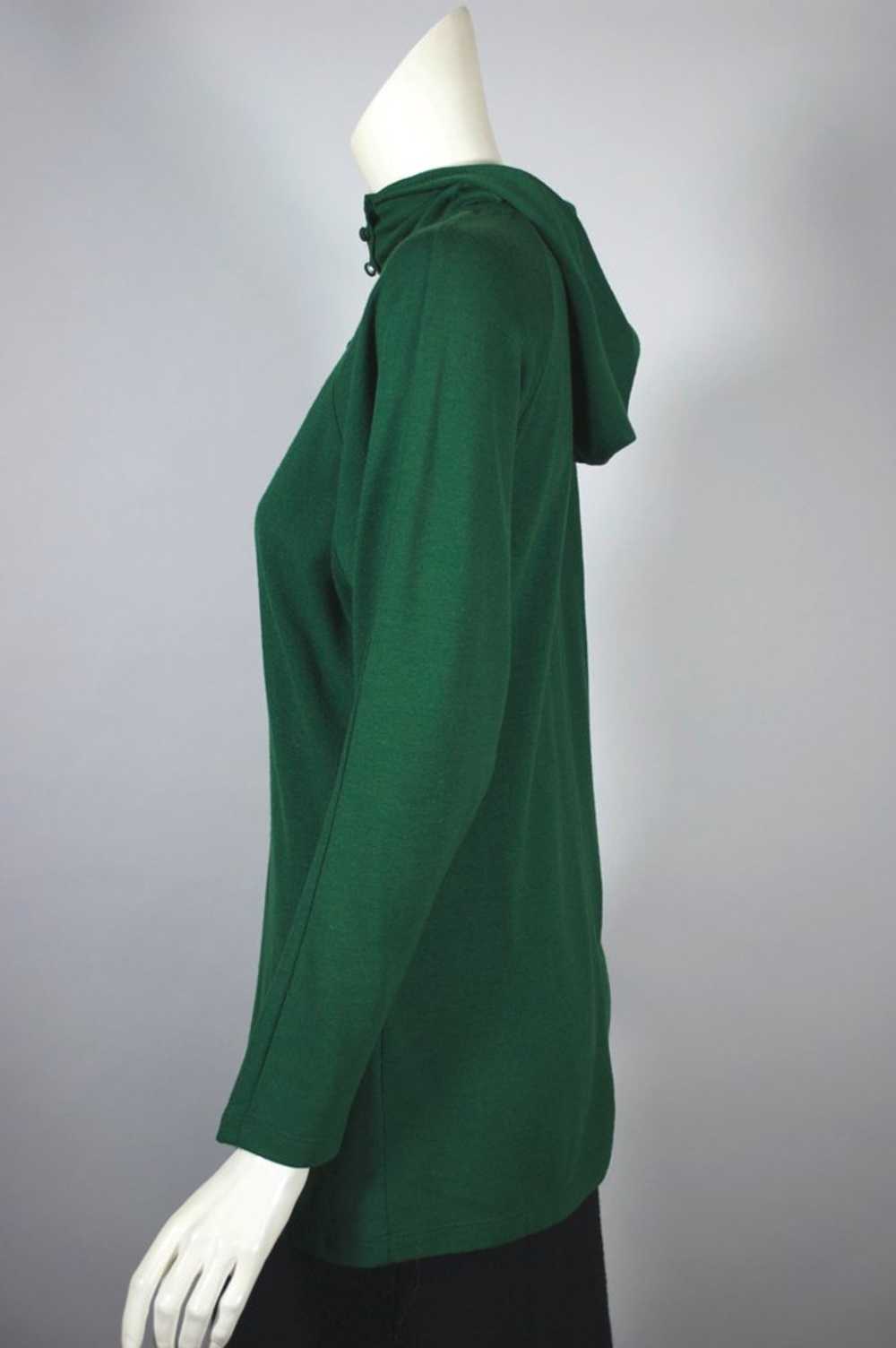 Emmanuelle Khanh 90s hooded top green wool jersey… - image 4