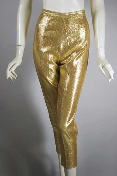Metallic gold 1950s cigarette pant cropped unworn 