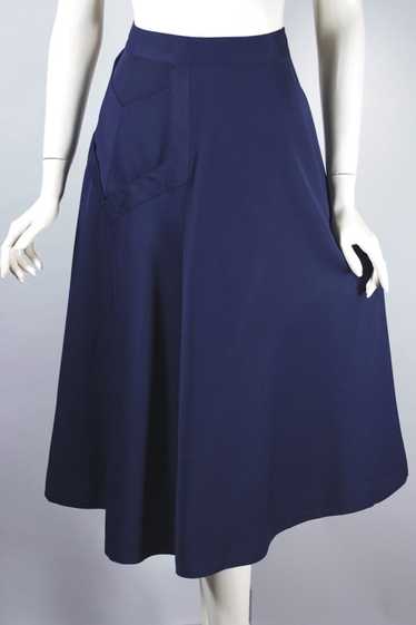 Navy blue gabardine skirt late 1940s-early 50s XS