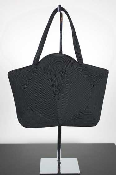 Small handbag black cordé 1930s-1940s purse