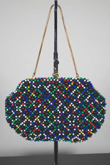 Caviar beaded black multi-color clutch handbag 196