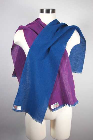 Blue pink wool scarves hand-woven Scotland 1950s-6