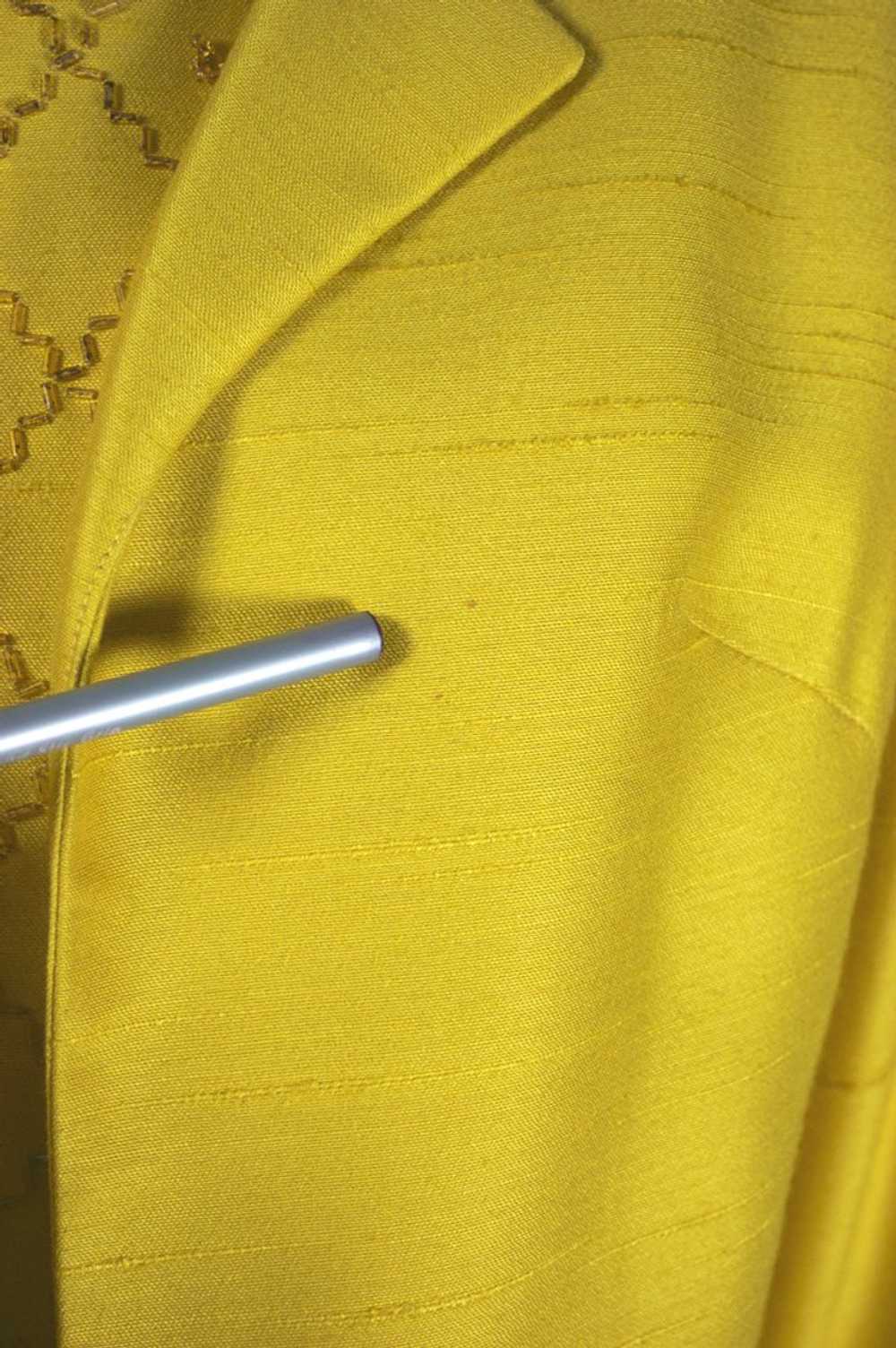Golden yellow beaded 1960s sheath dress jacket se… - image 10