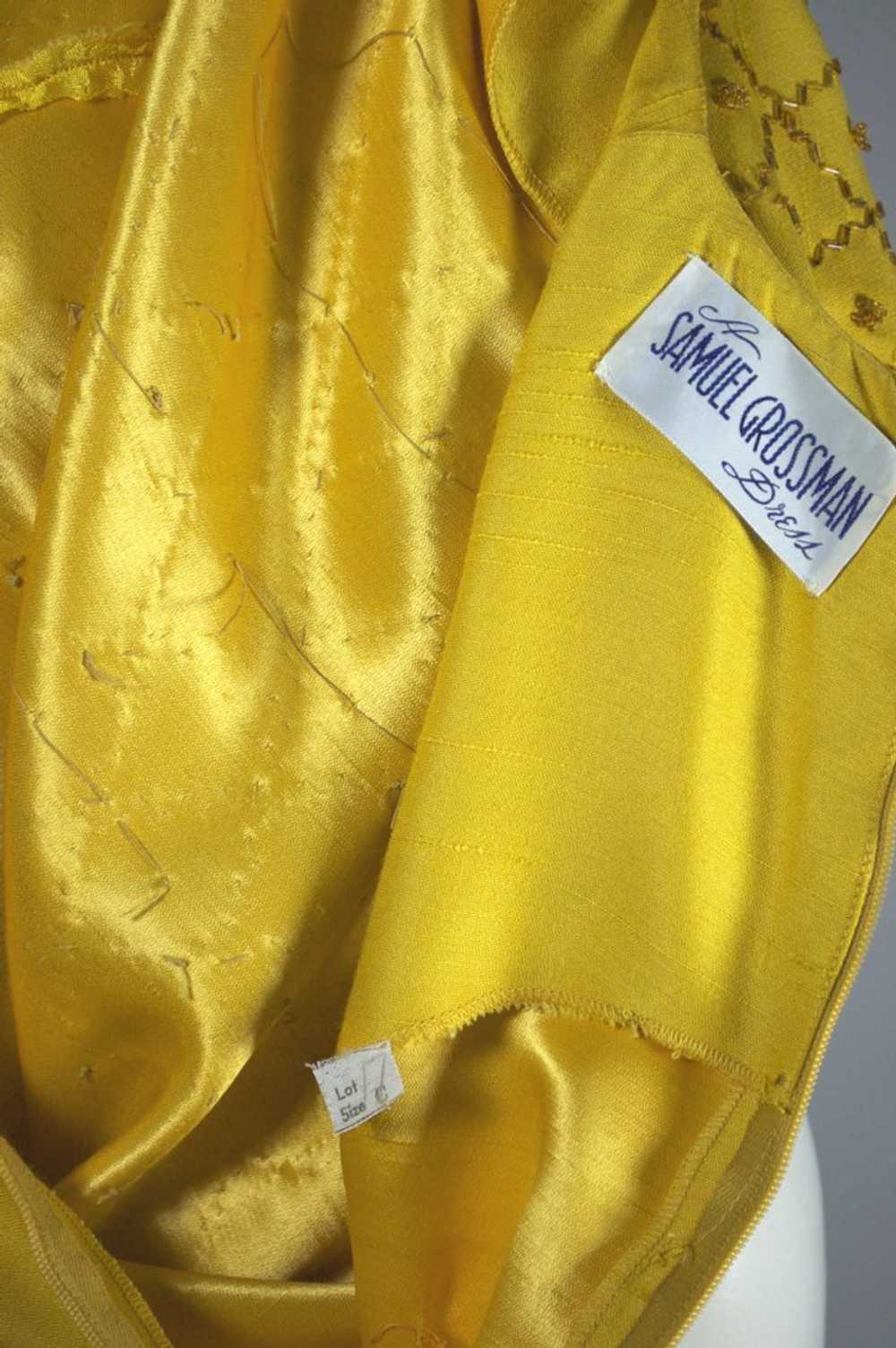 Golden yellow beaded 1960s sheath dress jacket se… - image 12