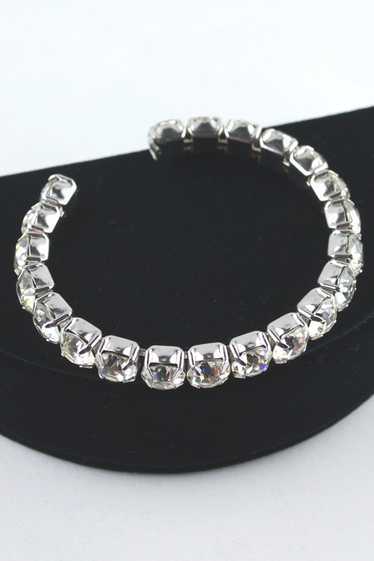 Large clear rhinestones flexible cuff bracelet 19… - image 1