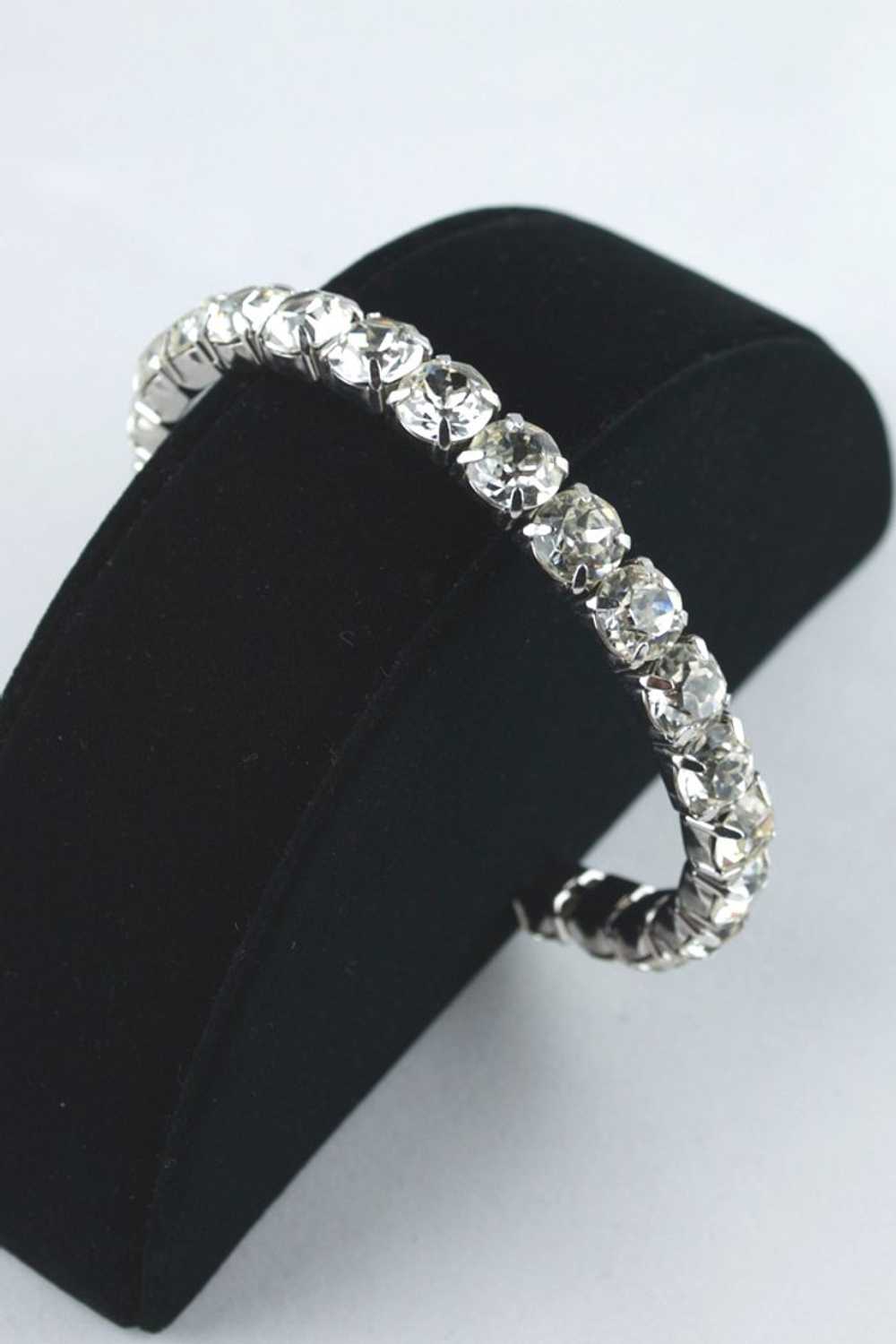 Large clear rhinestones flexible cuff bracelet 19… - image 2