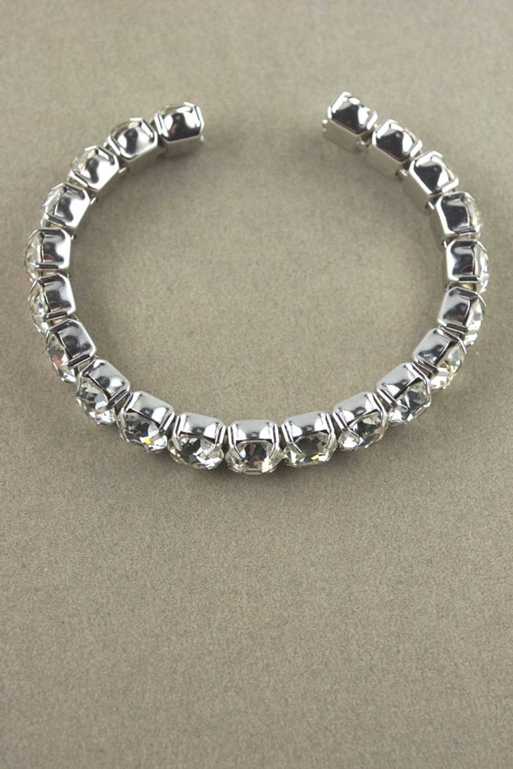 Large clear rhinestones flexible cuff bracelet 19… - image 4