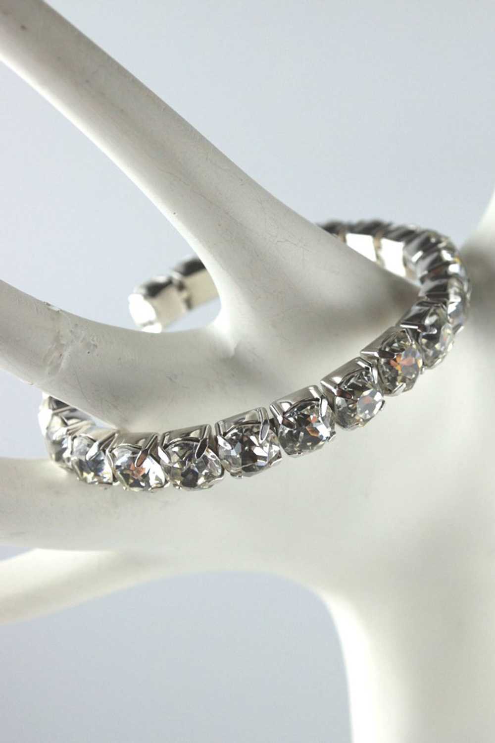 Large clear rhinestones flexible cuff bracelet 19… - image 5