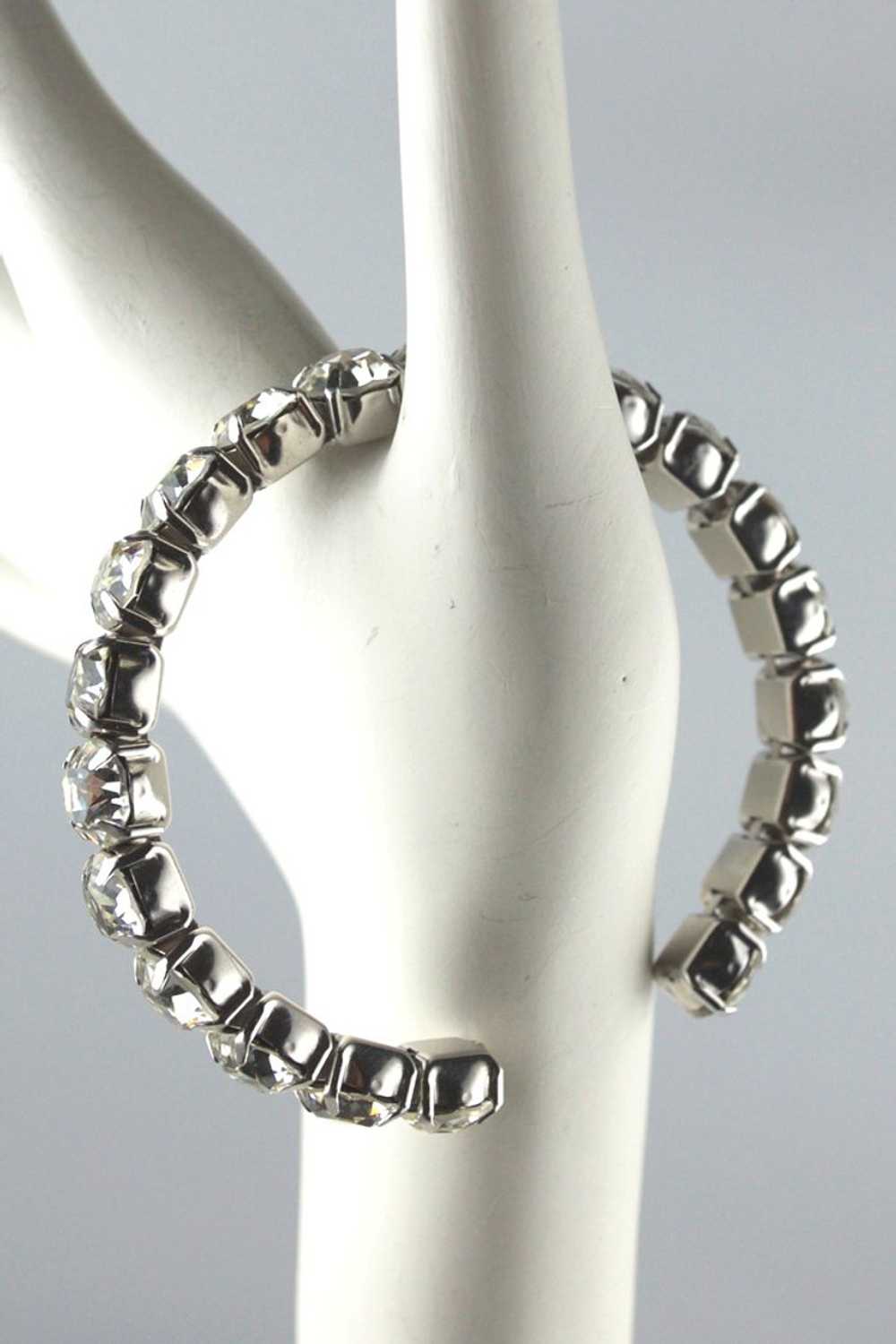 Large clear rhinestones flexible cuff bracelet 19… - image 6