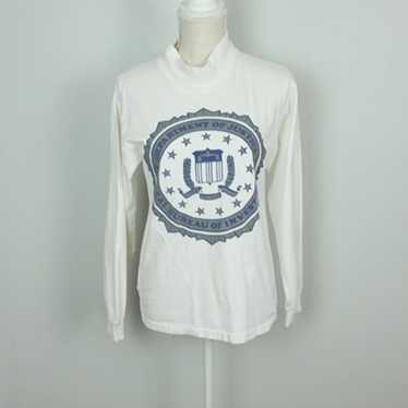 Vintage Single Stitch FBI Academy Velva Sheen Whi… - image 1