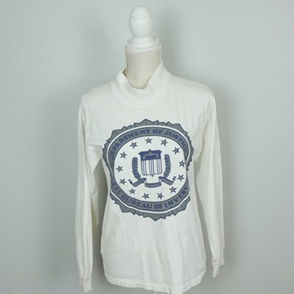 Vintage Single Stitch FBI Academy Velva Sheen Whi… - image 2