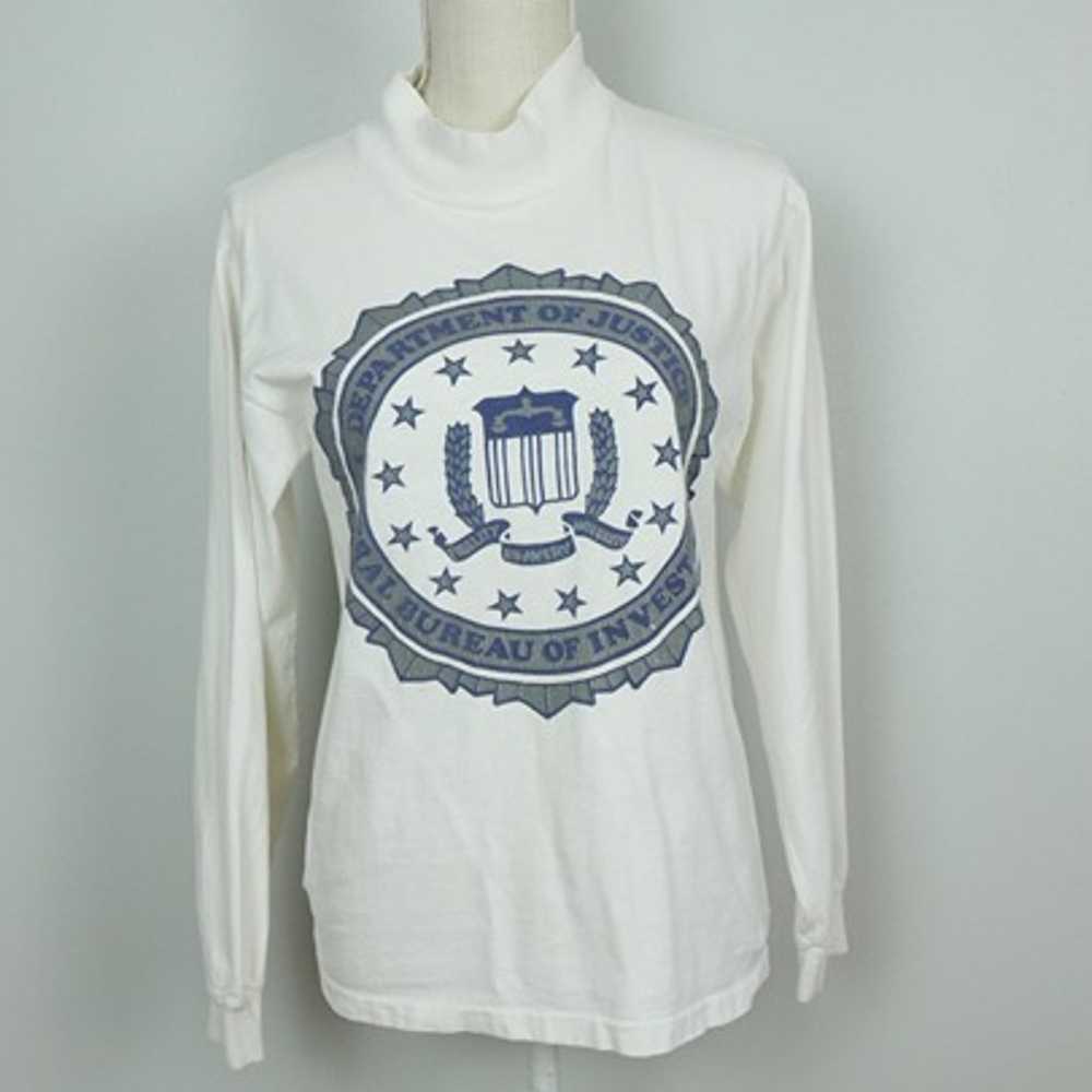 Vintage Single Stitch FBI Academy Velva Sheen Whi… - image 3