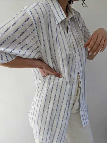 Vintage Paper Thin Striped Button Up