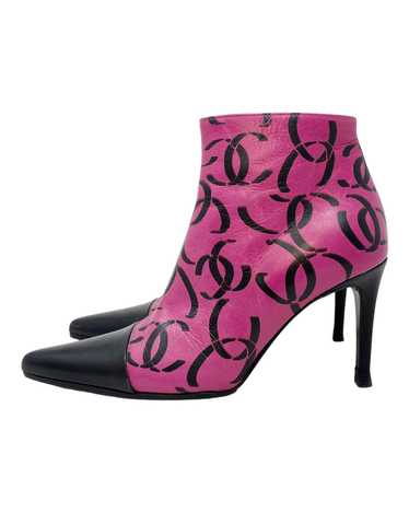 Chanel CC Logo Magenta Leather Ankle Boots, AW00,… - image 1