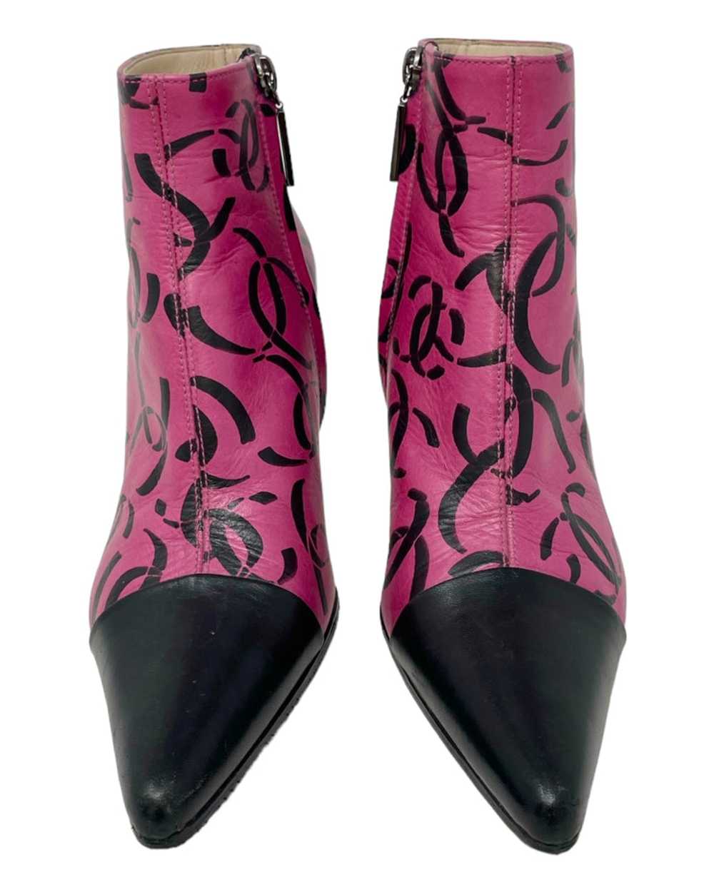 Chanel CC Logo Magenta Leather Ankle Boots, AW00,… - image 3