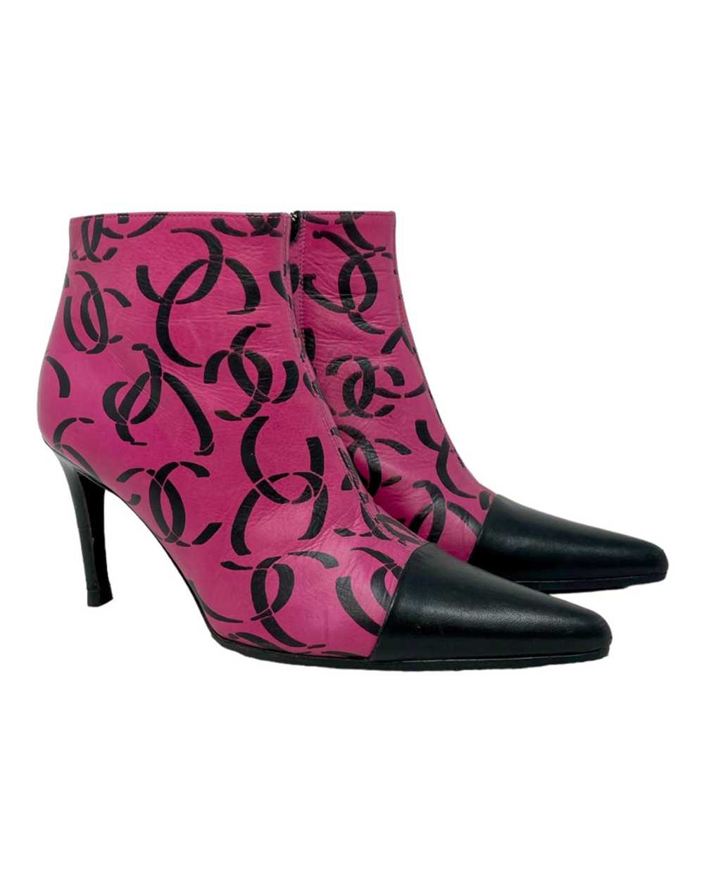 Chanel CC Logo Magenta Leather Ankle Boots, AW00,… - image 4