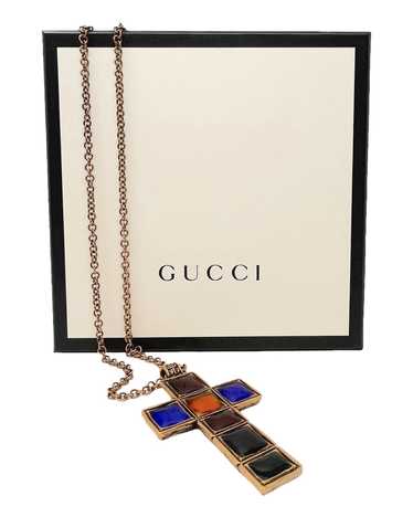 Gucci Multicolor Byzantine Cross Pendant Necklace,