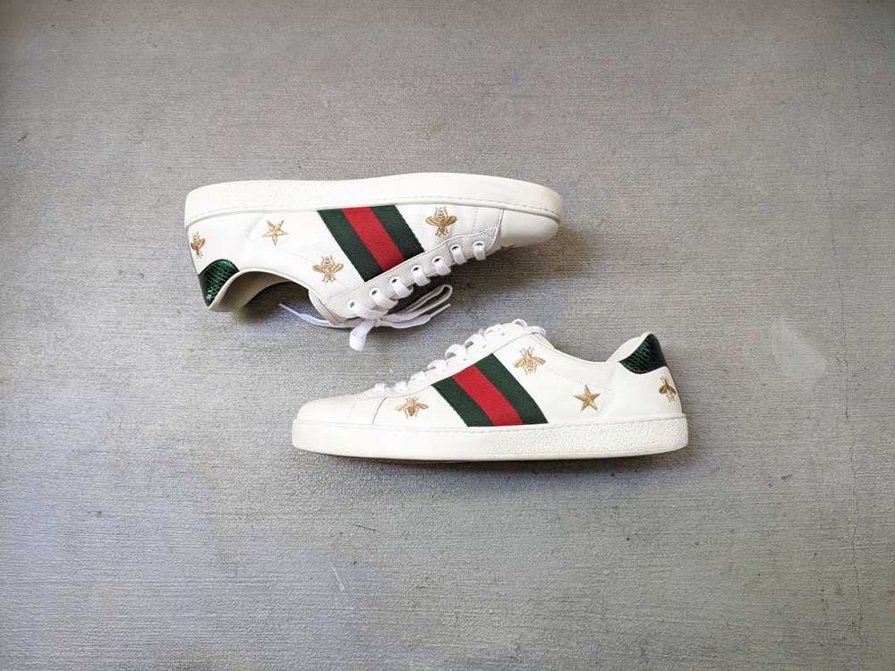 Gucci Gucci Ace Sneakers Bees Stars 9 White Leath… - image 1