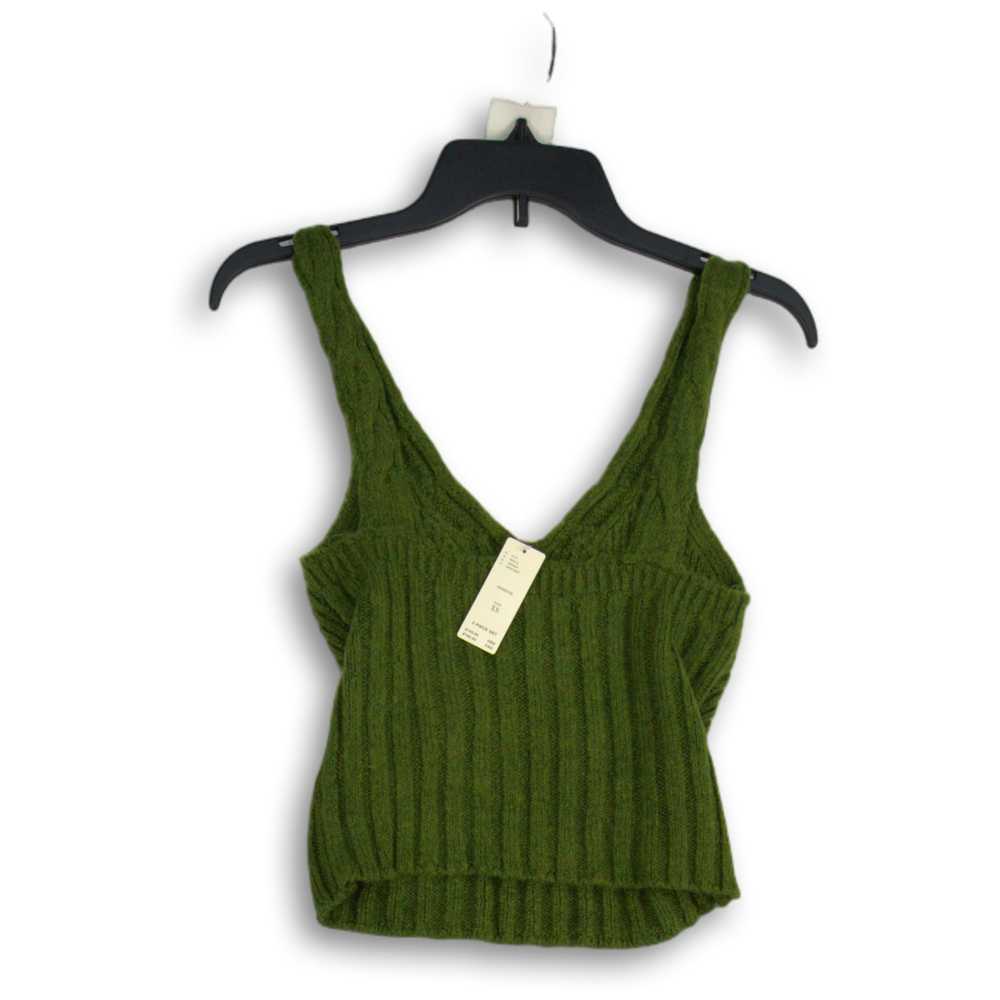 NWT Anthropologie Womens Green Cable Knit V-Neck … - image 2