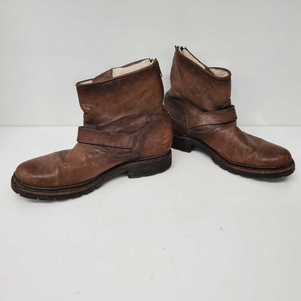 FRYE WMs Shearling Brown Leather Zip Fur Lined Bo… - image 3