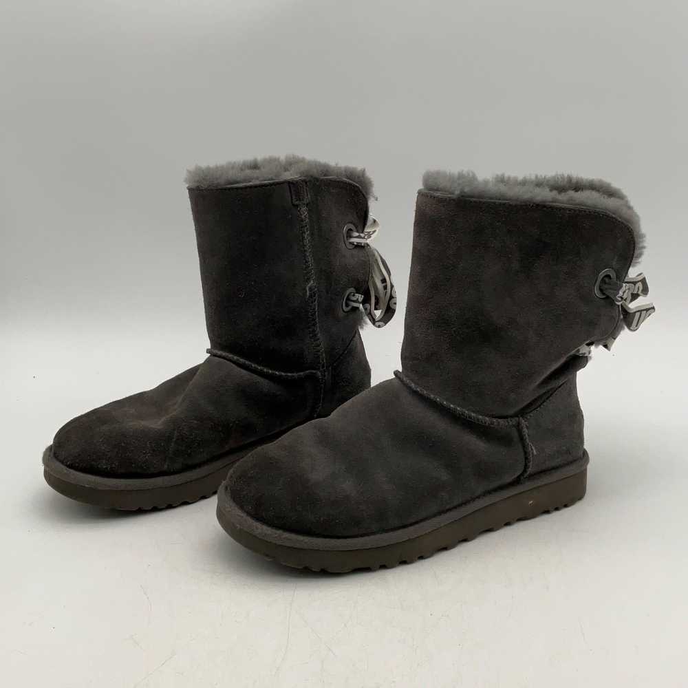 UGG Womens Bailey Bow Gray Suede Round Toe Ankle … - image 1