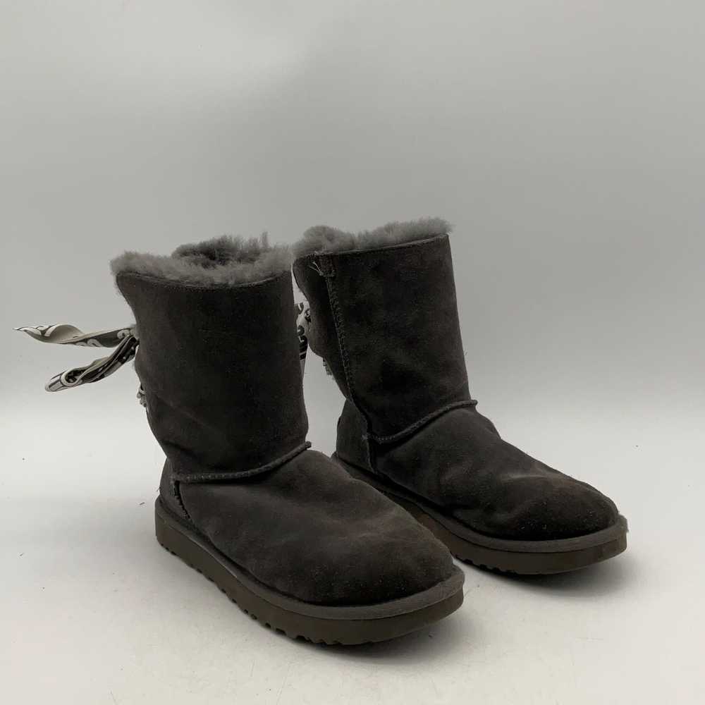 UGG Womens Bailey Bow Gray Suede Round Toe Ankle … - image 2