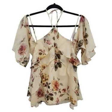 Intermix Silk Top Feminine Country Floral Strappy 
