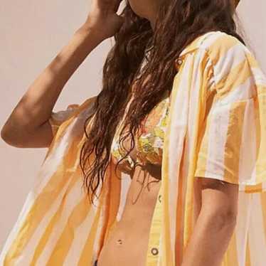 FREE PEOPLE We The Free Float Away Shirt Yellow a… - image 1