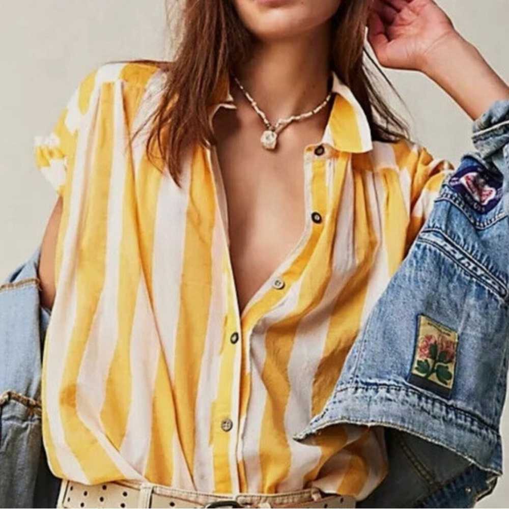 FREE PEOPLE We The Free Float Away Shirt Yellow a… - image 3