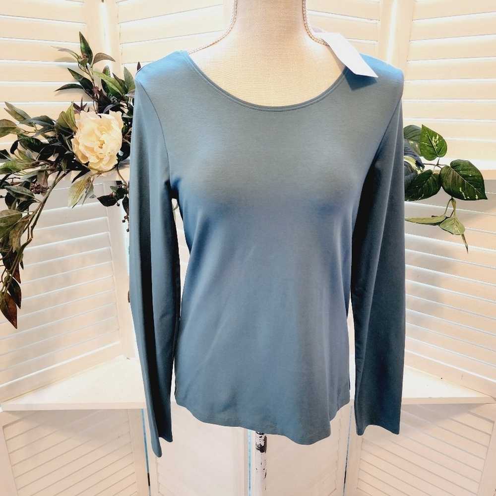 EILEEN FISHER NEW SCOOP NECK LONG SLEEVE BLOUSE S… - image 1