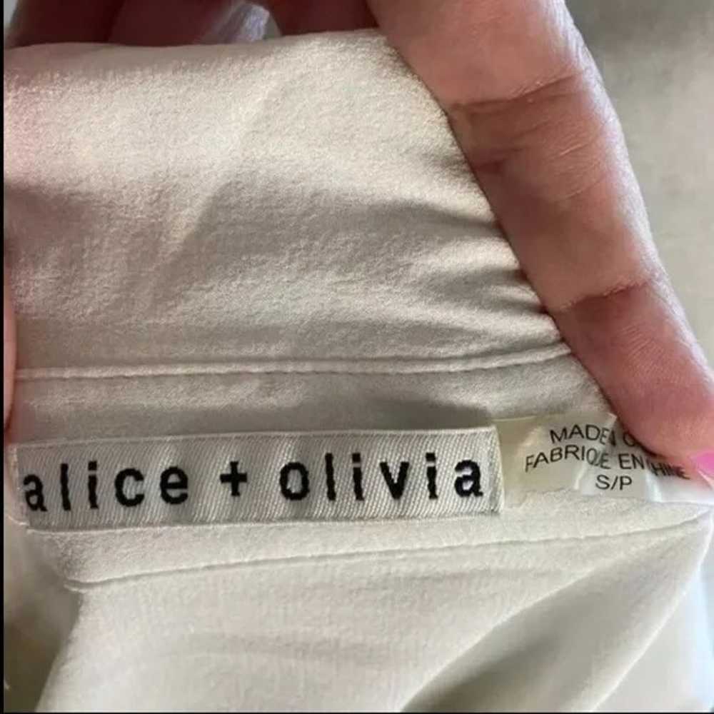 Alice + Olivia  Silk & Black Lace Trim Blouse - image 9