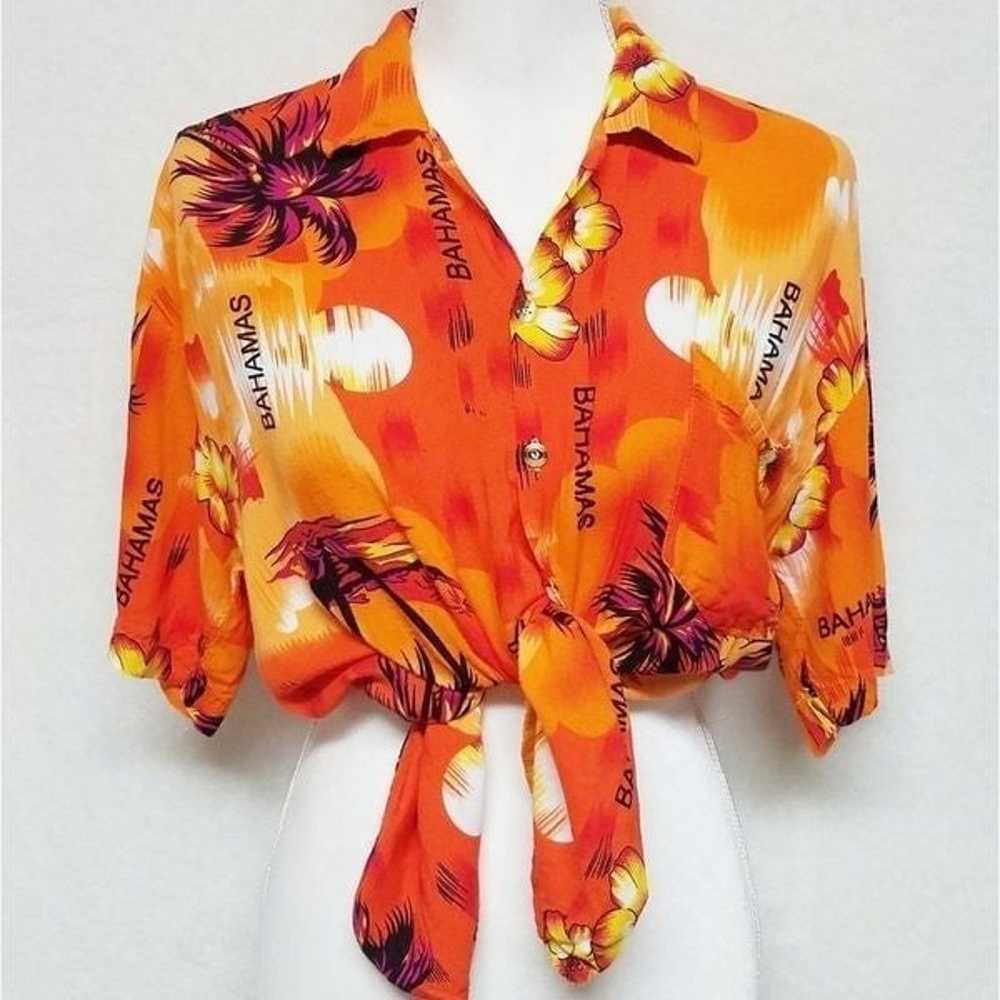 Vintage 70s Orange Sunset Bahamas Hawaiian Shirt - image 1